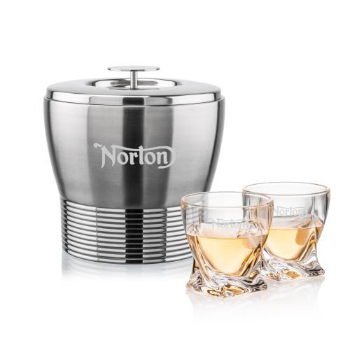 Corporate Gifts - Barware - Glasses Sets - Genoa Ice Bucket & Seneca On-the-Rocks Set