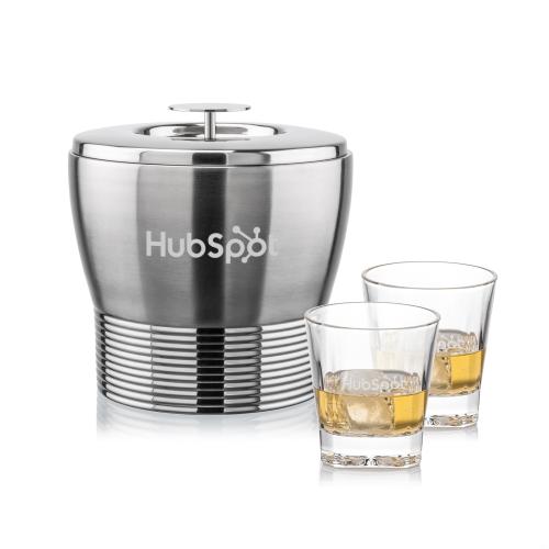 Corporate Gifts - Barware - Glasses Sets - Genoa Ice Bucket & Santana On-the-Rocks Set