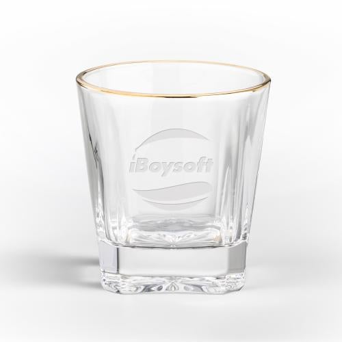 Corporate Gifts - Barware - On the Rocks Tumblers & Glasses - Santana Gold Rim OTR - Deep Etch