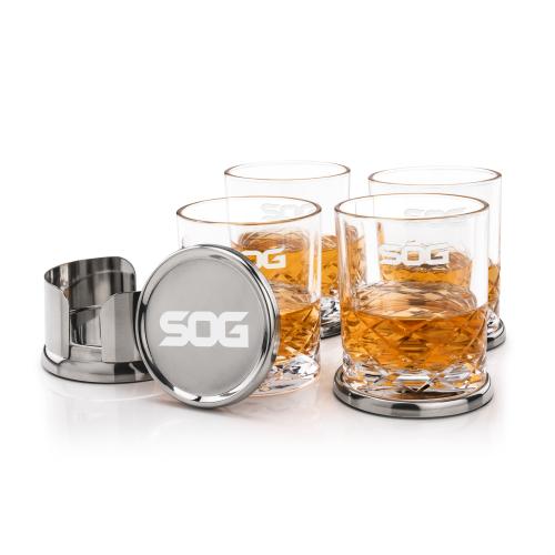 Corporate Gifts - Barware - Barware Gift Sets - Baldoni Coasters & Durham On-the-Rocks Set