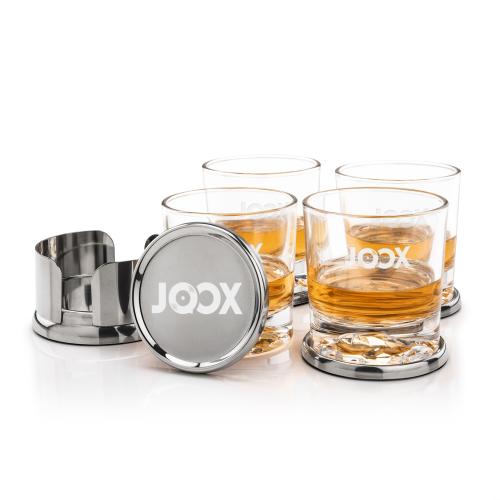 Corporate Gifts - Barware - Barware Gift Sets - Baldoni Coasters & Heathfield On-the-Rocks Set