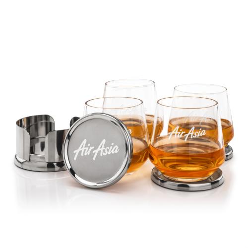 Corporate Gifts - Barware - Barware Gift Sets - Baldoni Coasters & Tucson On-the-Rocks Set