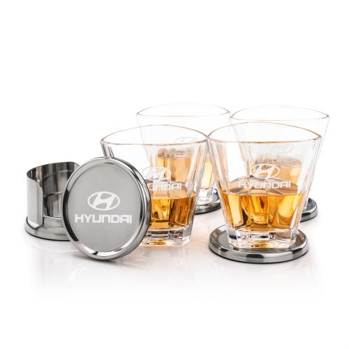Corporate Gifts - Barware - Barware Gift Sets - Baldoni Coasters & Arrellano On-the-Rocks Set