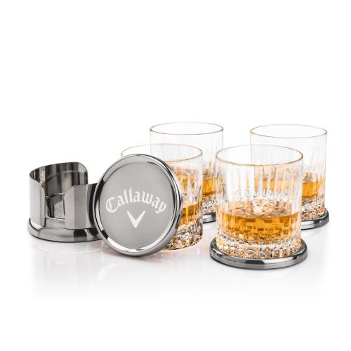 Corporate Gifts - Barware - Glasses Sets - Baldoni Coasters & Carey On-the-Rocks Set