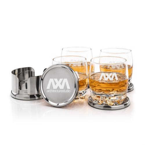 Corporate Gifts - Barware - Glasses Sets - Baldoni Coasters & Haddington On-the-Rocks Set