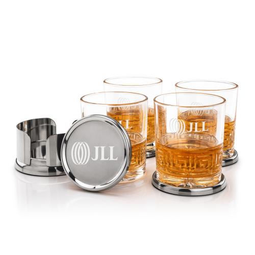 Corporate Gifts - Barware - Glasses Sets - Baldoni Coasters & Libretto On-the-Rocks Set
