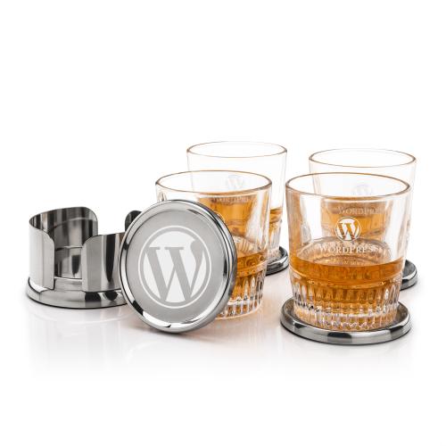 Corporate Gifts - Barware - Glasses Sets - Baldoni Coasters & Newkirk On-the-Rocks Set