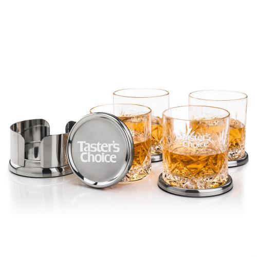 Corporate Gifts - Barware - Glasses Sets - Baldoni Coasters & Park Lane On-the-Rocks Set
