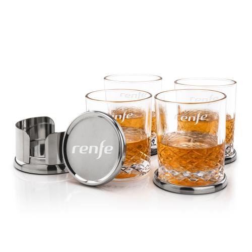 Corporate Gifts - Barware - Glasses Sets - Baldoni Coasters & Templeton On-the-Rocks Set