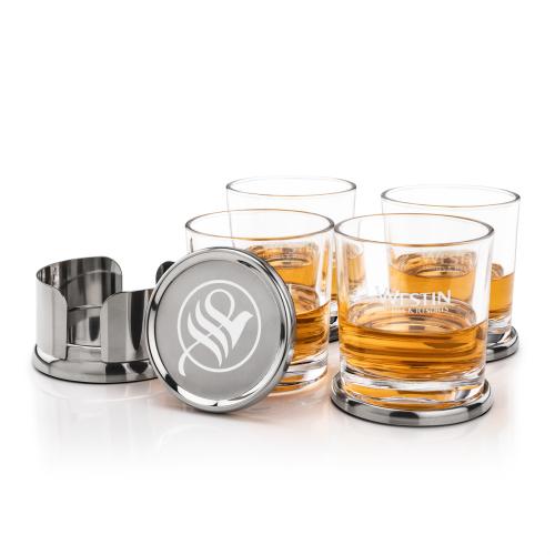 Corporate Gifts - Barware - Glasses Sets - Baldoni Coasters & Whitlock On-the-Rocks Set