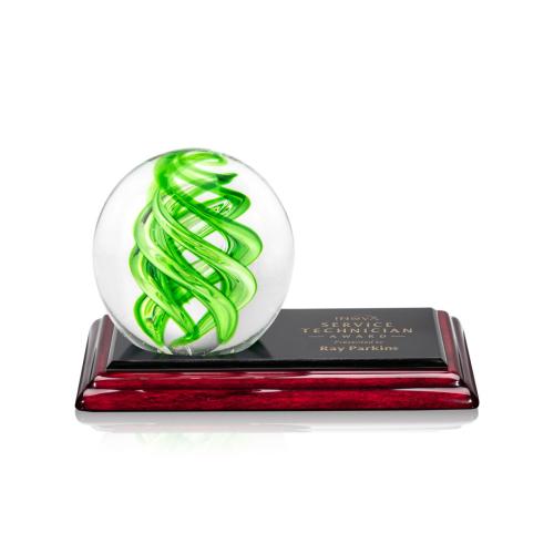 Recognition Awards - Glass Awards - Vortex Award on Rosewood Base