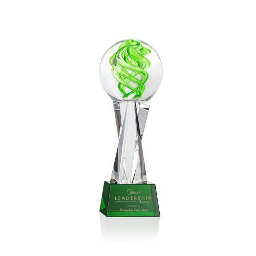Recognition Awards - Glass Awards - Vortex Award on Grafton Base - Green