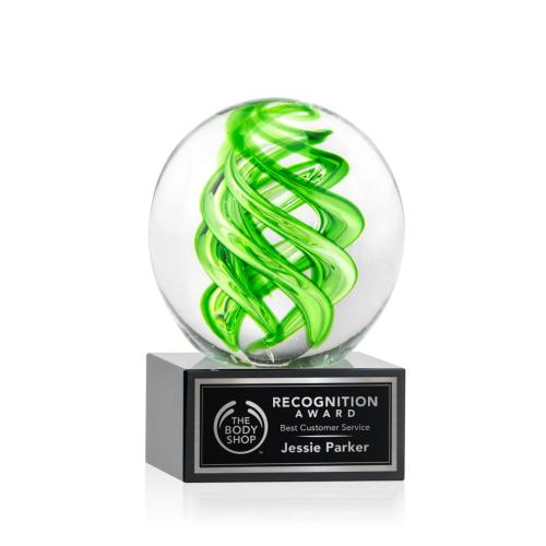 Recognition Awards - Glass Awards - Vortex Award on Hancock Base - Black