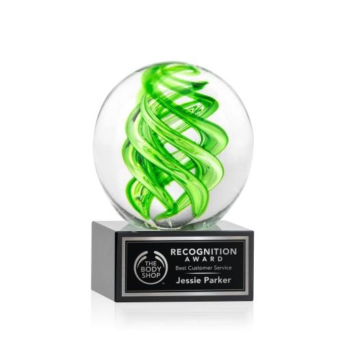 Recognition Awards - Glass Awards - Vortex Award on Hancock Base - Black