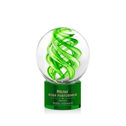 Recognition Awards - Glass Awards - Vortex Award on Marvel Base - Green