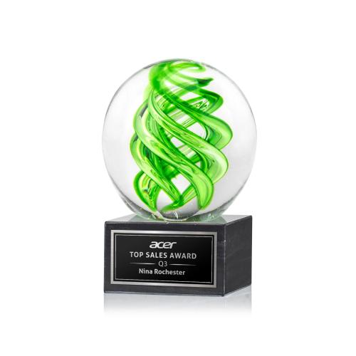 Recognition Awards - Glass Awards - Vortex Award on Square Marble Base - Black
