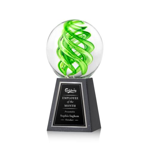 Recognition Awards - Glass Awards - Vortex Award on Tall Marble Base - Black