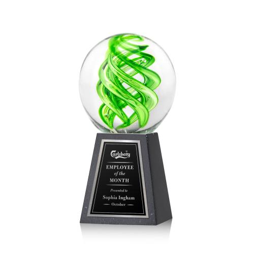 Recognition Awards - Glass Awards - Vortex Award on Tall Marble Base - Black
