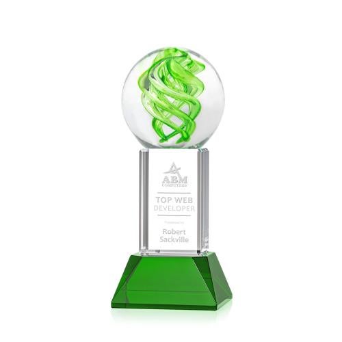 Recognition Awards - Glass Awards - Vortex Award on Stowe Base - Green