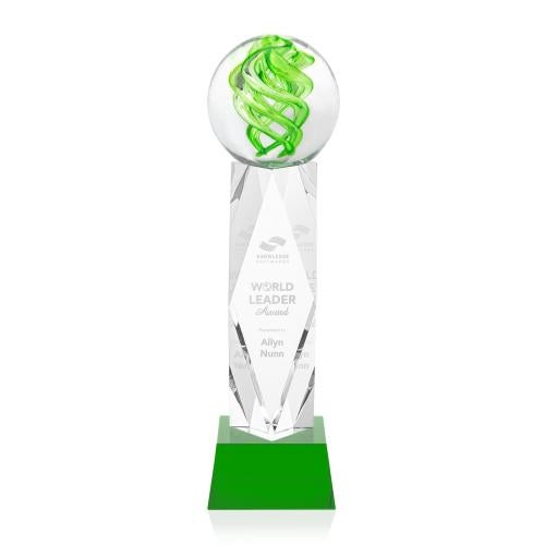 Recognition Awards - Glass Awards - Vortex Award on Toscana Base - Green