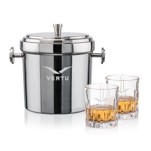 Corporate Gifts - Barware - Glasses Sets - Milano Ice Bucket & Newport On-the-Rocks Set
