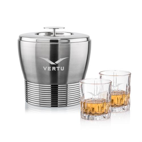 Corporate Gifts - Barware - Glasses Sets - Genoa Ice Bucket & Newport On-the-Rocks Set