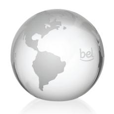 Globe with Frosted Land - Clear - Crystal Paperweights