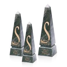 Groove Marble Obelisk Award - Green  - Marble and Stone Awards