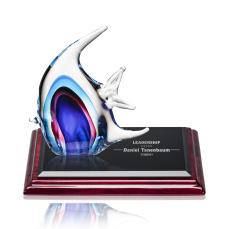 Neptune Fish Award on Rosewood Base - Art Glass Awards