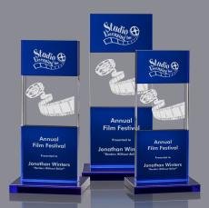 Basilia 3D Award - Blue - 3D Engraved Crystal Awards