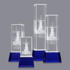 Robson 3D Award on Base - Blue - Crystal Awards