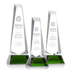 Rustern Obelisk Award on Base - Green  - Crystal Pillar Awards