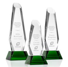 Rawlinson Award on Base - Green  - Crystal Pillar Awards