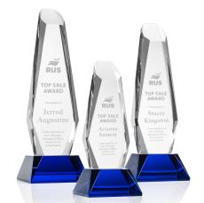 Rawlinson Award on Base - Blue  - Crystal Pillar Awards