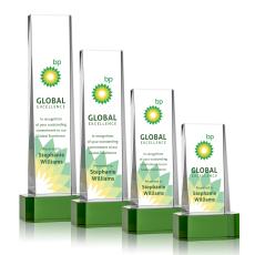 Milnerton VividPrint Award on Base - Green - Crystal Pillar Awards