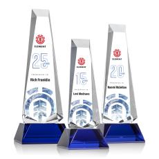 Rustern Obelisk VividPrint Award on Base - Blue - Colored Glass Awards