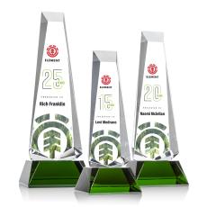 Rustern Obelisk VividPrint Award on Base - Green - Crystal Pillar Awards