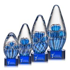 Contempo Award on Paragon Base - Blue - Art Glass Awards