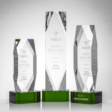 Delta Award on Base -  Green - Crystal Pillar Awards