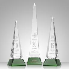 Helmsley Obelisk - Green - Crystal Pillar Awards