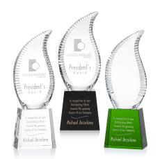 Harmony Flame Award - Deep Etch - Green Crystal Awards