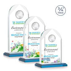 Blake Globe VividPrint Award - Sky Blue - Colored Glass Awards