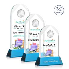 Blake Globe VividPrint Award on Newhaven  - Sky Blue - Crystal Awards
