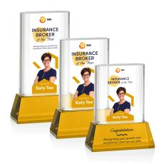 Merit VividPrint Award on Base - Amber - Crystal Awards