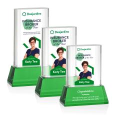 Merit VividPrint Award on Base - Green - Rectangle Awards