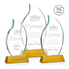 Croydon Flame Award on Newhaven Base - Amber - Crystal Awards