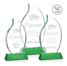Croydon Flame Award on Newhaven Base - Green - Crystal Awards