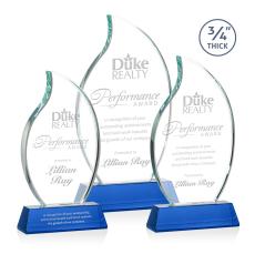 Croydon Flame Award on Newhaven Base - Blue - Crystal Awards