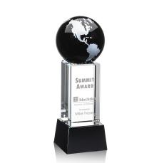 Luz Globe Award on Base - Black/Silver - Crystal Globe Awards