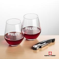 Swiss Force Opener & Reina Stemless Wine - Glasses Sets